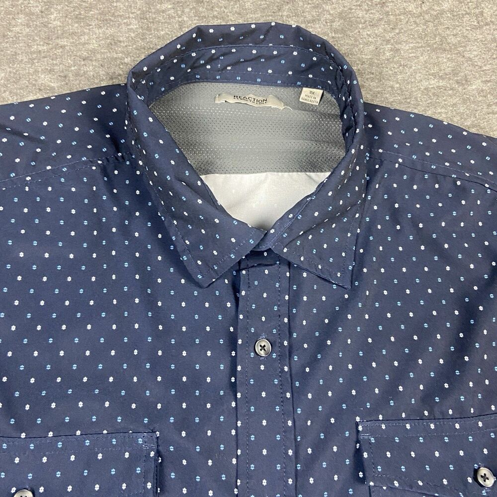 Kenneth Cole Shirt Men’s 3X Blue Reaction Ditsy Print Micro Flower Long Sleeve